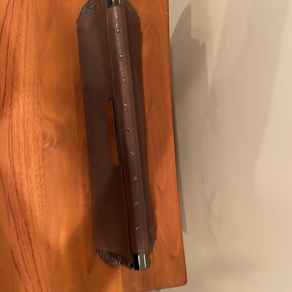 Halston heritage brown leather clutch purse bag with dust bag. - Picture 3 of 8